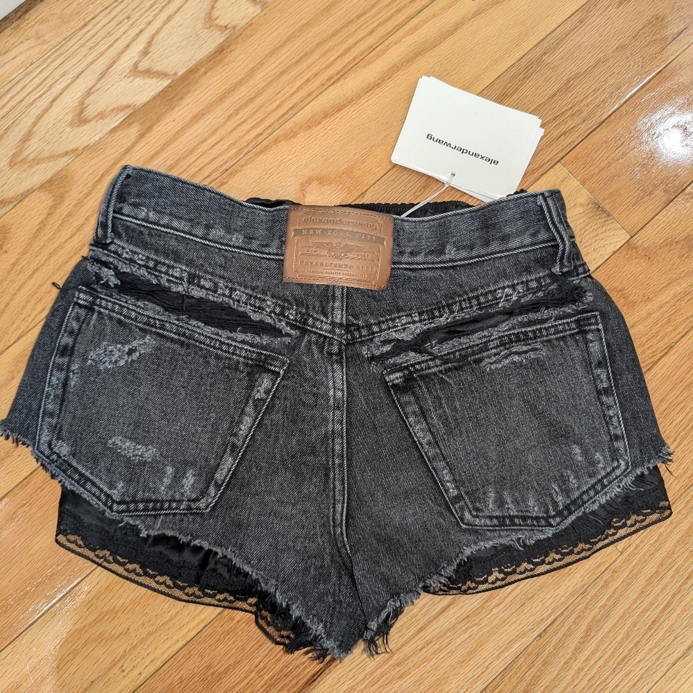BB4. NWT ALEXANDER WANG PRE-STYLED CUT-OFF SHORT WITH SILK BOXER - Picture 11 of 12